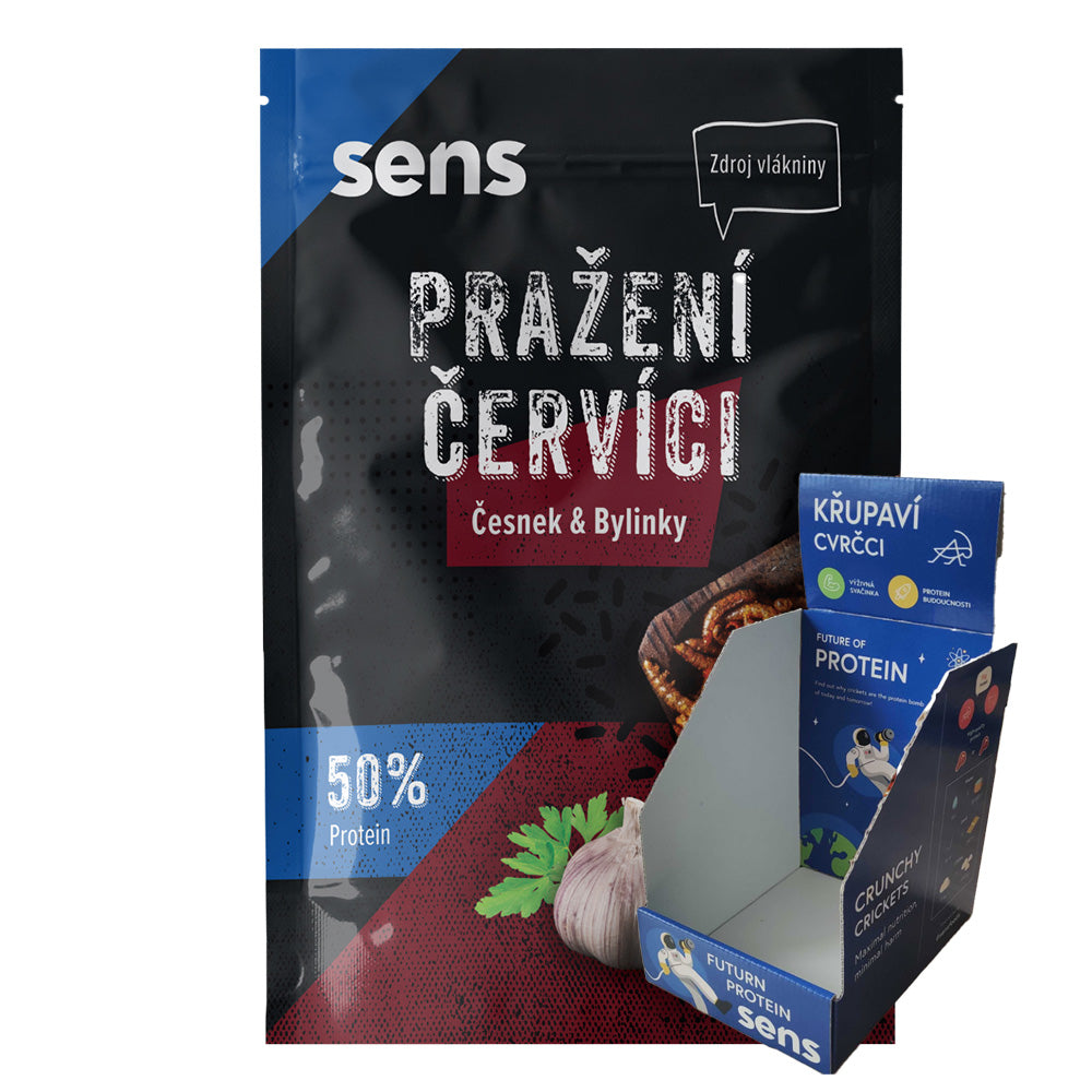 Pražení červíci v pytlíčku - Česnek & Bylinky (12g) - box 15 kusů